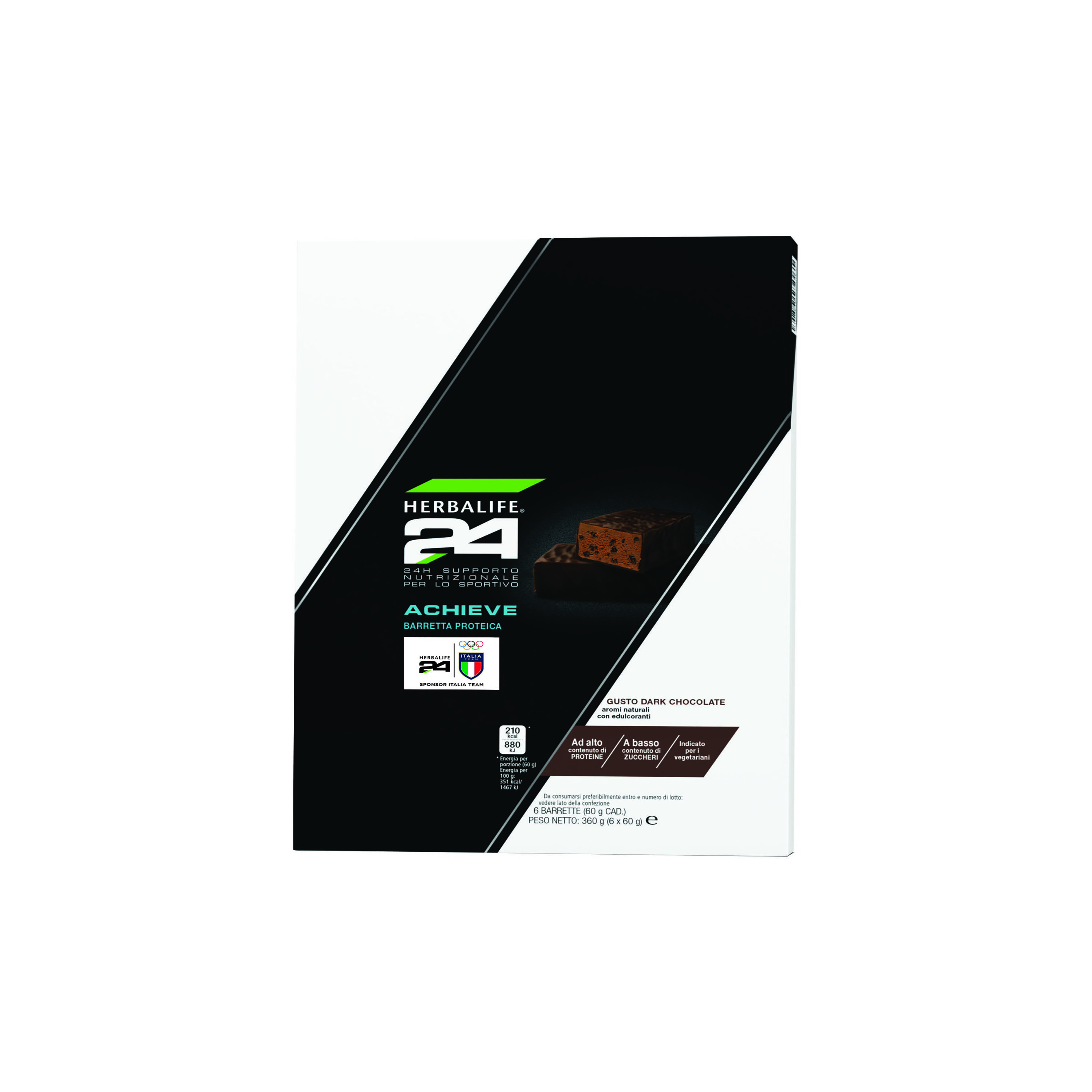 Barrette Proteiche H24 Achieve Gusto Dark Chocolate: Herbalife.com - 3D Render 1300x1300px