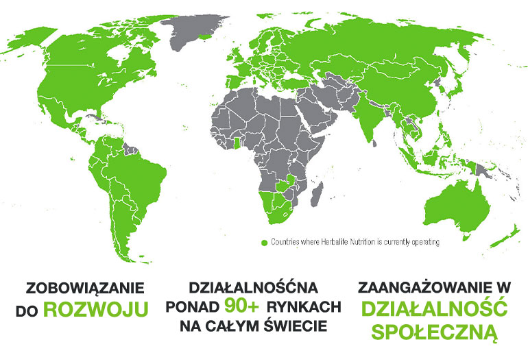 Herbalife Nutrition działa w ponad 90 krajach, zatrudniając ponad 9000 pracowników na całym świecie.