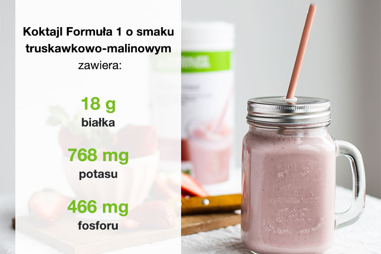 Zawartość białka, potasu i fosforu w Formule 1 Herbalife Nutrition.