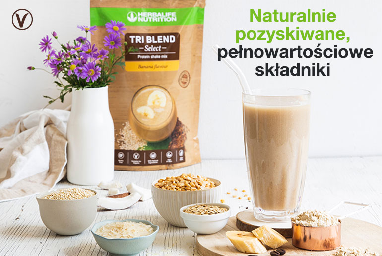 Wegański produkt Herbalife Nutrition: koktajl Tri Blend Select o smaku bananowym