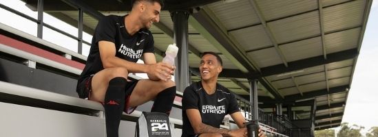 Western Sydney Wanderers FC Player In The Gym With Herbalife Nutrition Bottle