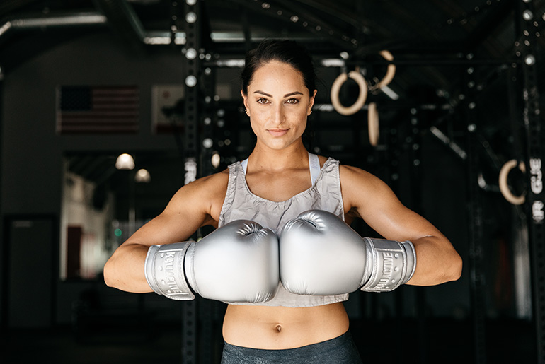 Woman With Boxing Gloves On