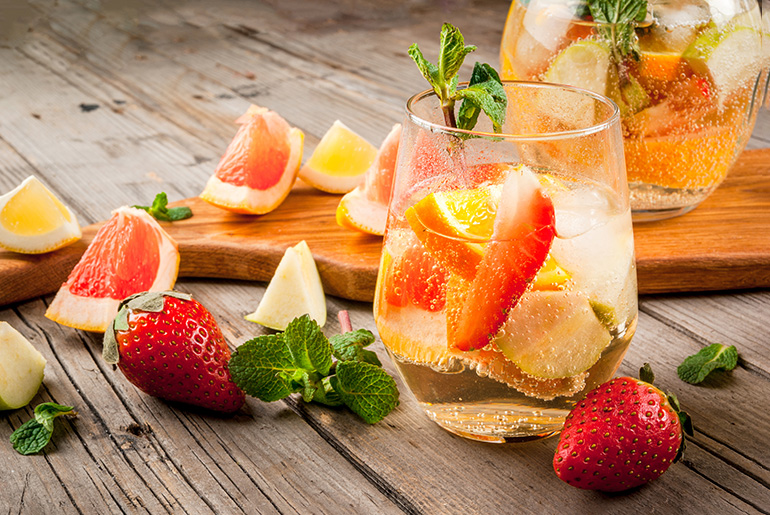 Drink In Glass With Fruit