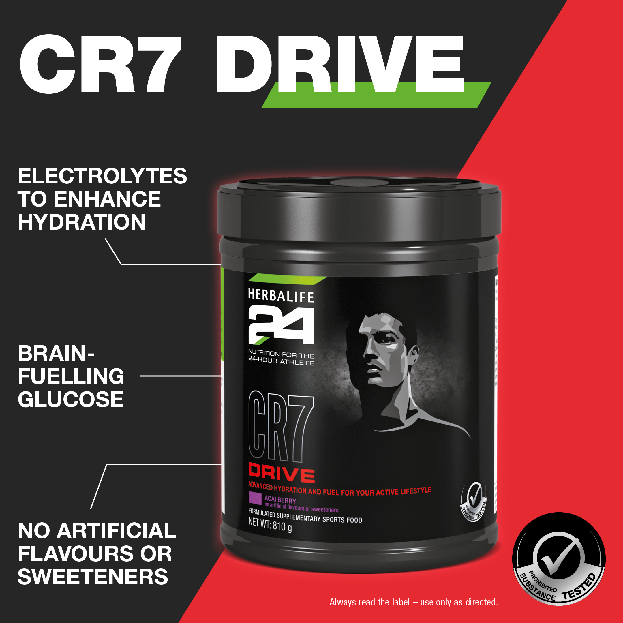 Boîte De Poudre CR7 Drive Herbalife 540g - Pour La Performance Sportive