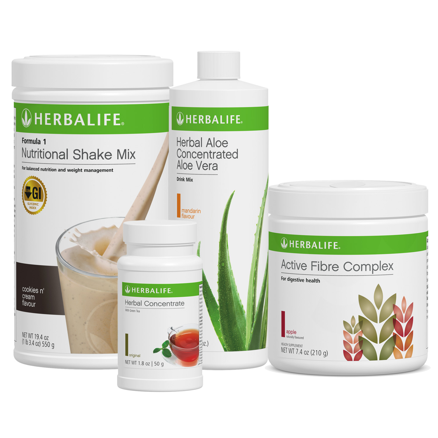 093z Herbalife Nutrition Healthy Breakfast Fibre Set (F1 Cookies n' Cream + Aloe Mandarin)
