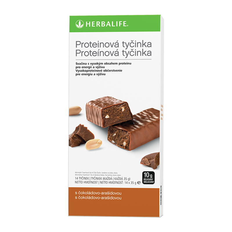 Proteinové tyčinky Čokoláda a arašídy 14 tyčinek v krabici