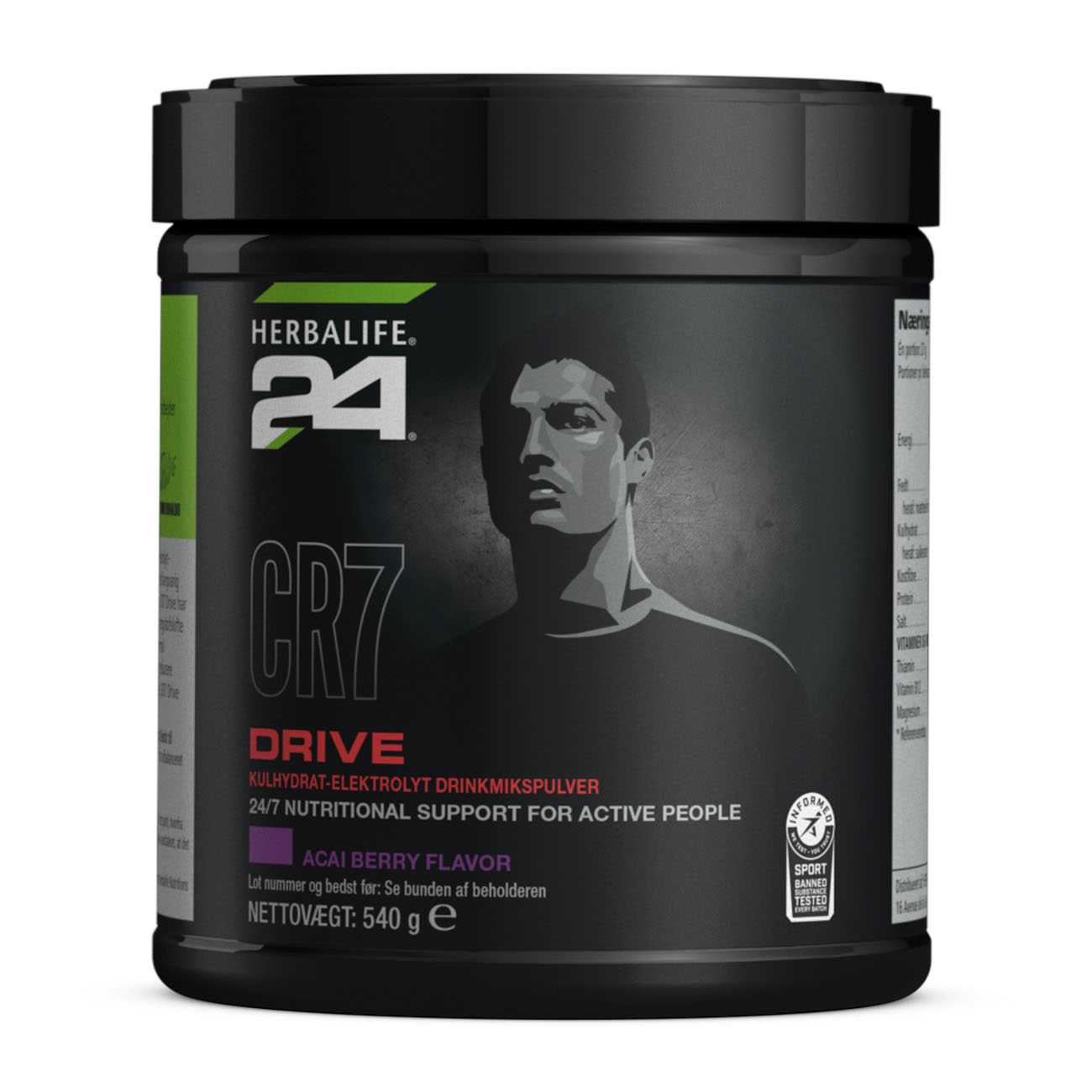 Herbalife24® CR7 Drive er en acaibærsmag med kulhydrat-elektrolyt drik udviklet af eksperter i ernæring og international fodboldstjerne: Cristiano Ronaldo.