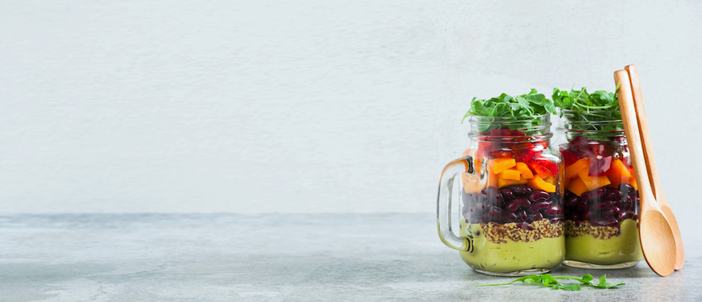 Healthy jar filled with  healthy food vegetables 