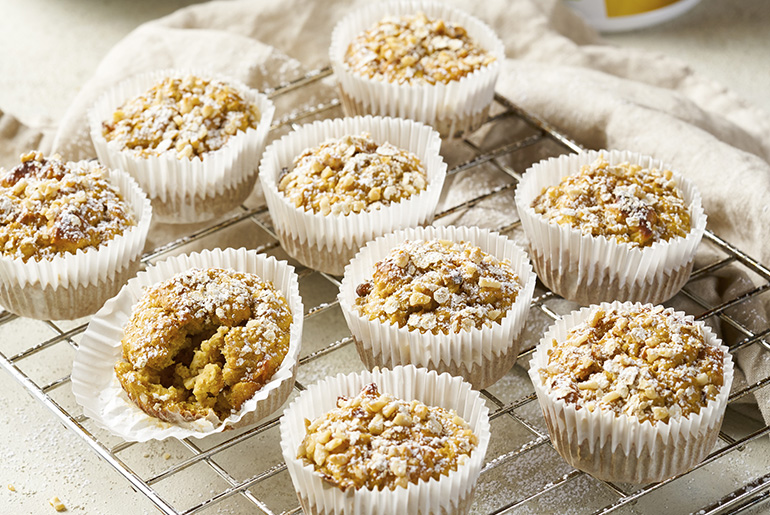 formula 1 spiced apple protein muffins