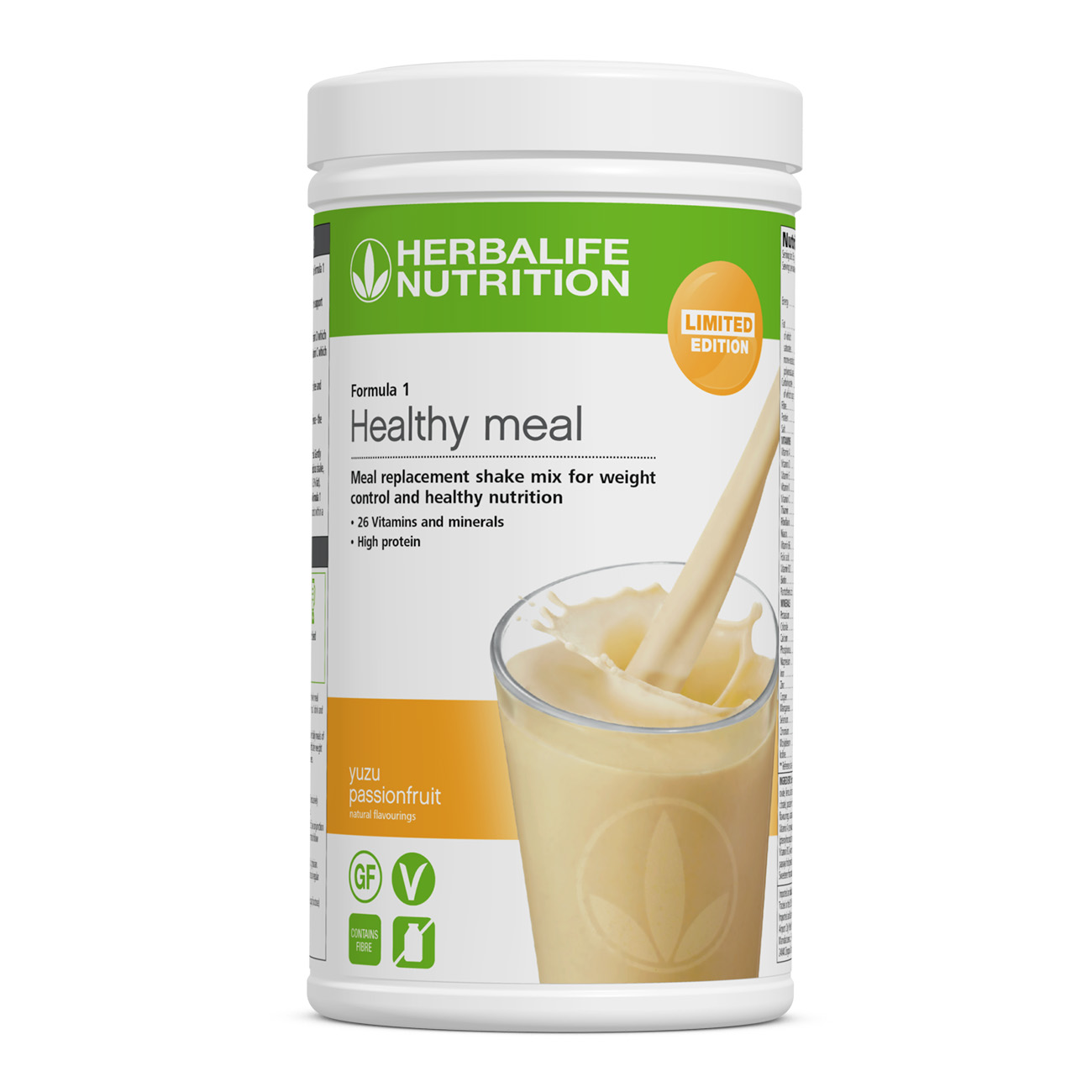 Limited edition F1 Yuzu Passionfruit flavour. It is a healthy meal replacement shake, high in protein and balanced with vitamins and minerals plus fats.