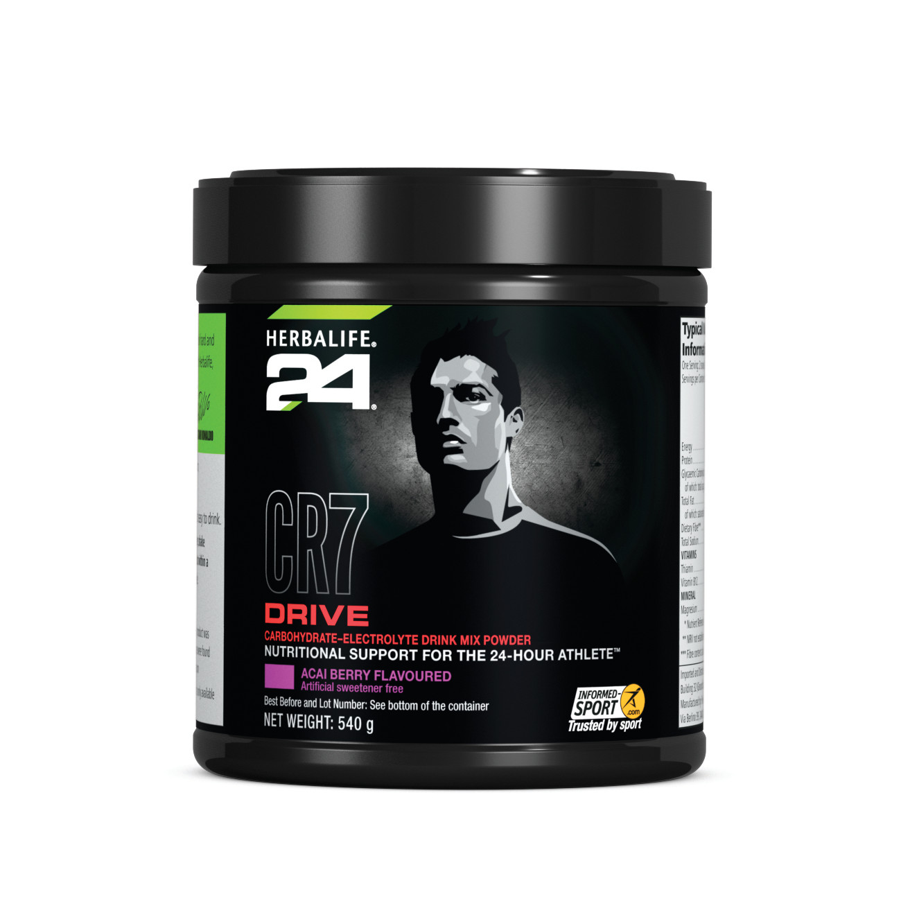 Herbalife24® CR7 Drive Carbohydrate-Electrolyte Drink Mix Acai Berry Flavoured 540 g product shot