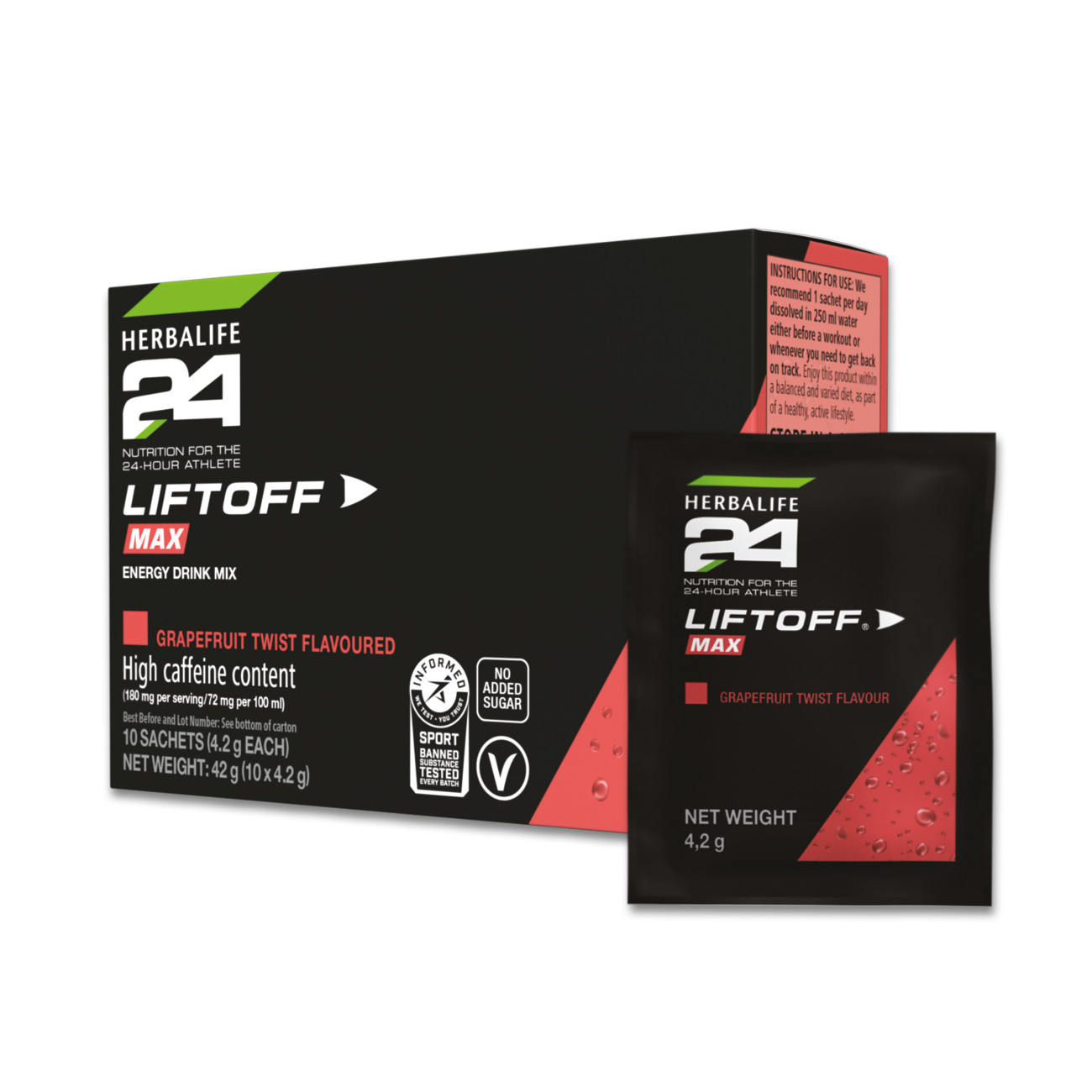 Herbalife24® LiftOff® Max is a sugar-free energy drink that comes in a box of 10 individual sachets and is great to have when you’re on-the-go.