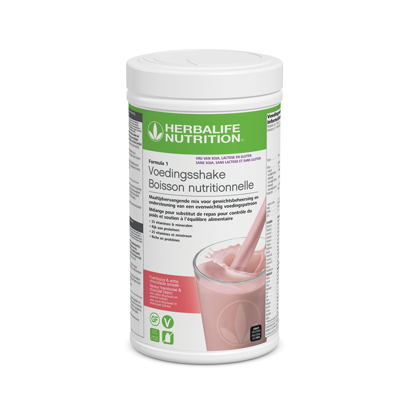 Formula 1 sans soja, sans lactose et sans gluten Substitut de repas Framboise et chocolat blanc product shot