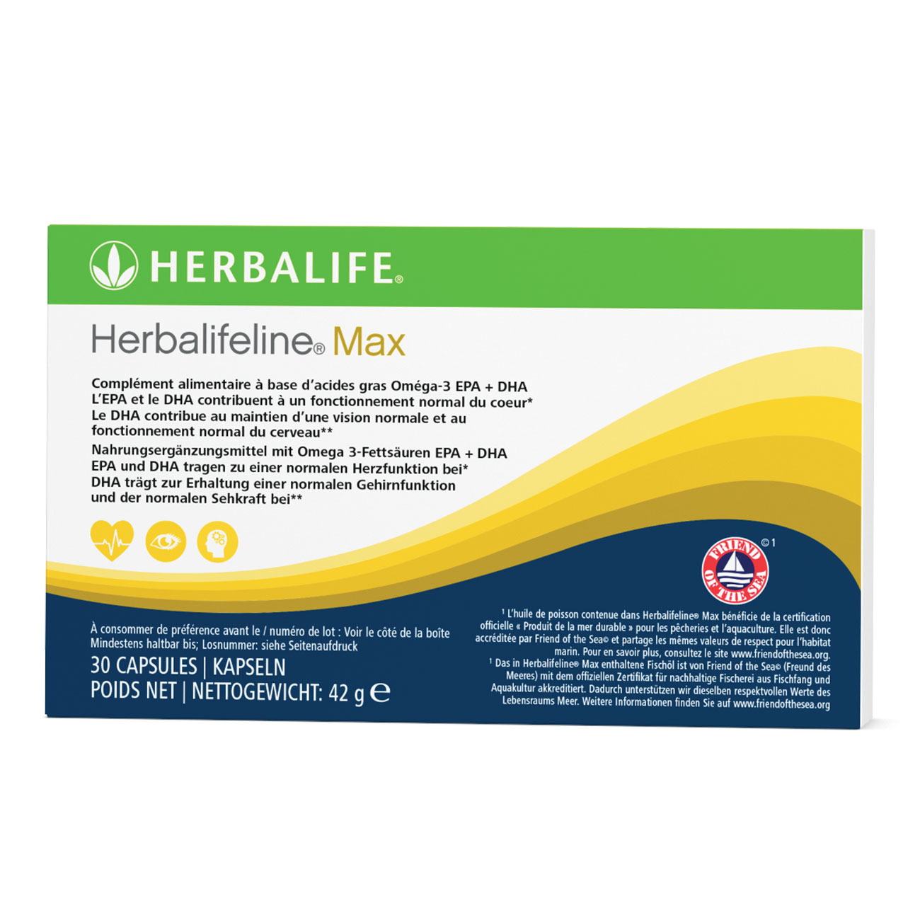 Herbalifeline® Max capsules –  complément alimentaire, riche en acides gras essentiels oméga-3, issus d'une pêche durable.