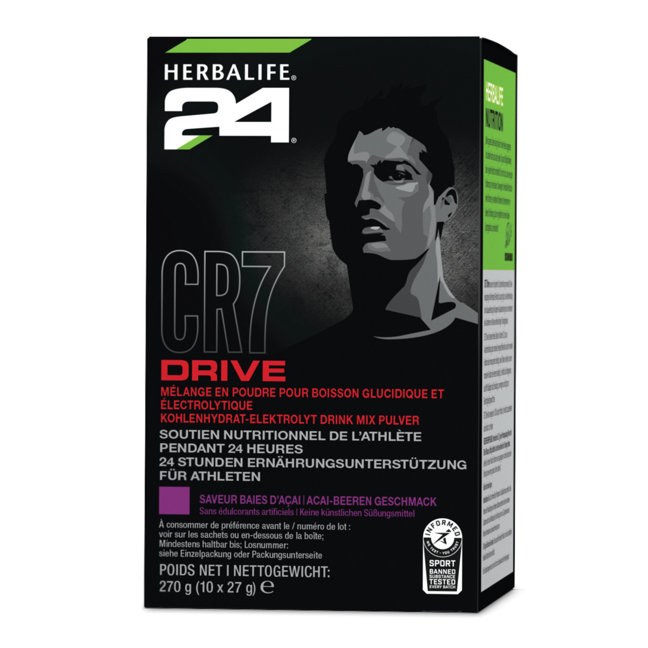 CR7 Drive – Pour une hydratation avancée et le maintien d'une performance d'endurance, boisson glucidique et électrolytique, encore plus pratique en sachet. 