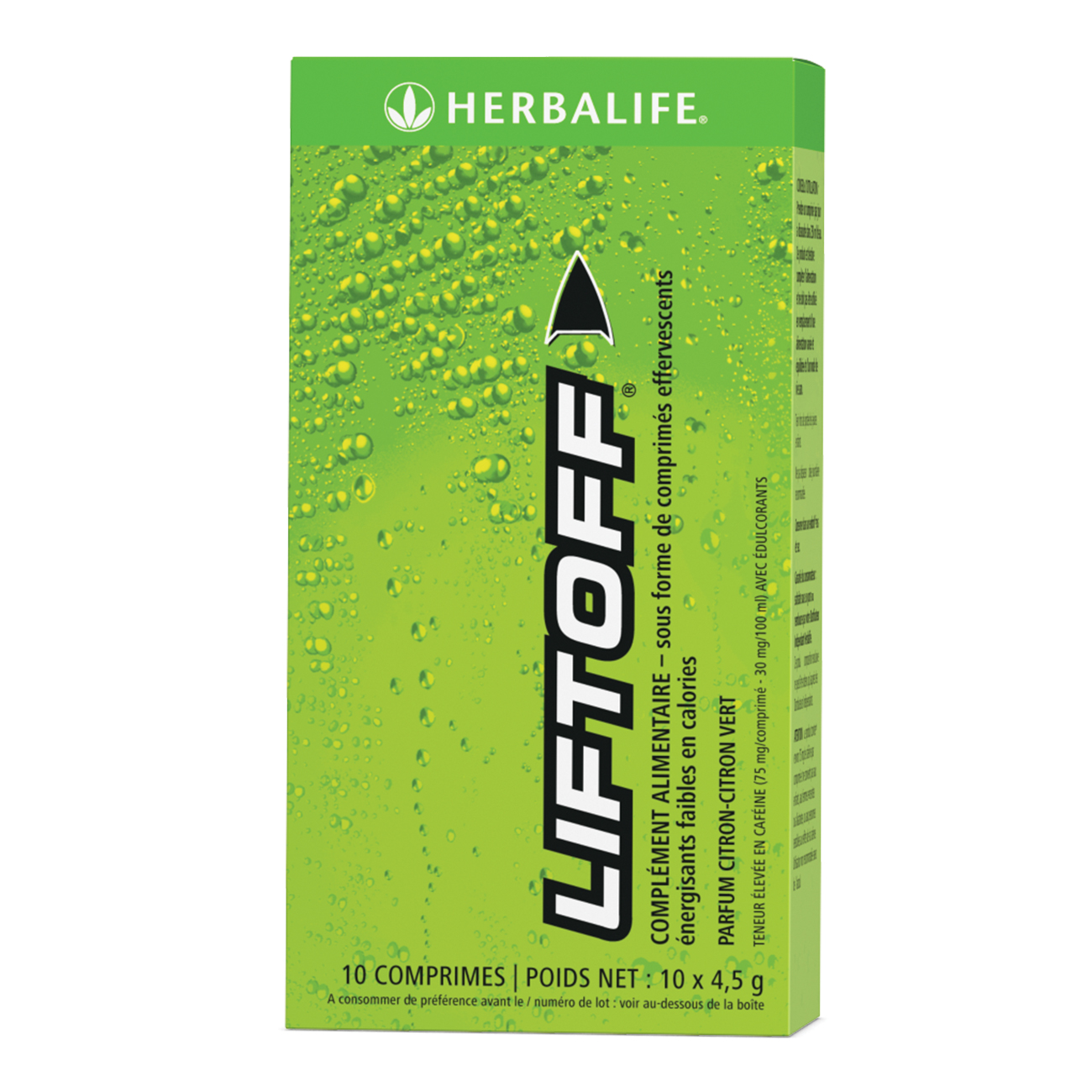 LiftOff® comprimé effervescent énergisant Citron-Citron vert 10 sachets, 45g