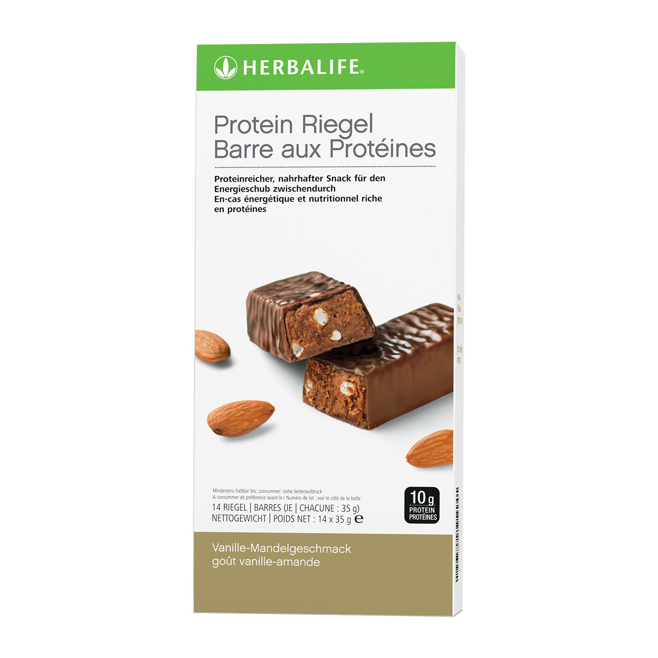 Barres aux proteines Vanille Amande   un delicieux encas riche en proteines avec 10g de proteines dans chaque barre.