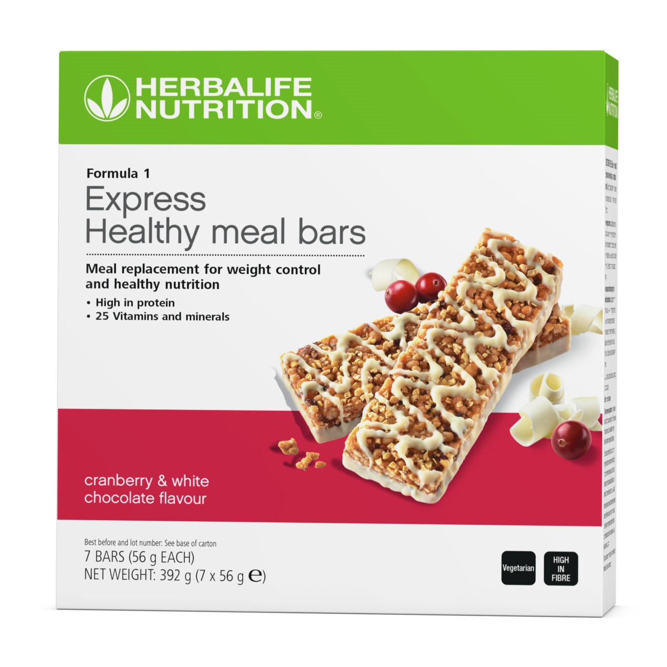Formula 1 Express balanced meal bar in cranberry & white chocolate flavour is a delicious meal replacement, in a combination of crispies and cranberries, dipped in white chocolate.