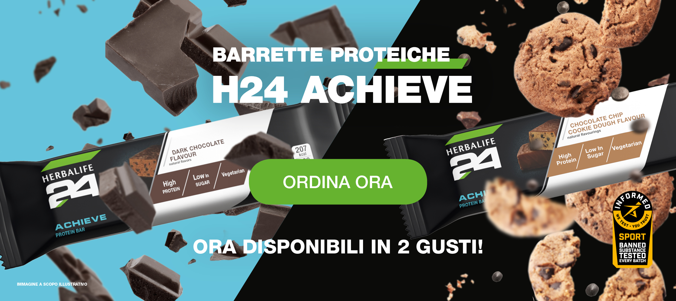 Alt Txt Barrette Proteiche Herbalife24® Achieve Cioccolato e biscotto product shot