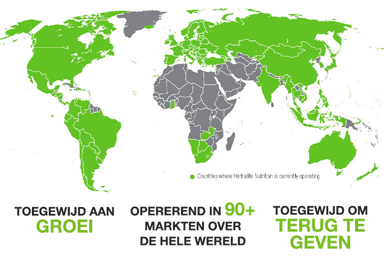 Herbalife Nutrition is actief in meer dan 90 landen over de hele wereld met meer dan 9.000 werknemers wereldwijd