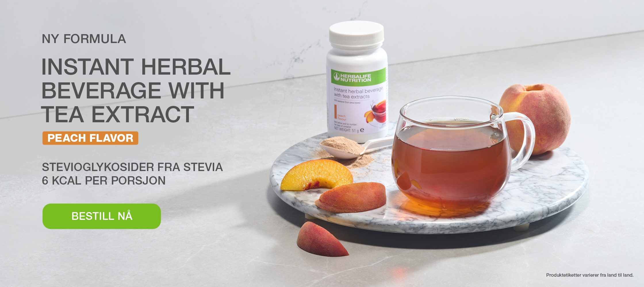 Instant Herbal Beverage with tea extract Urtedrikk Peach flavor
