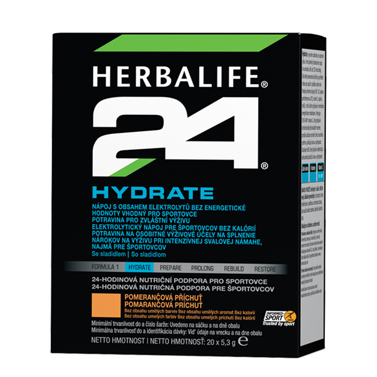 H24® Hydrate Elektrolytický nápoj s pomarančovou príchuťou.