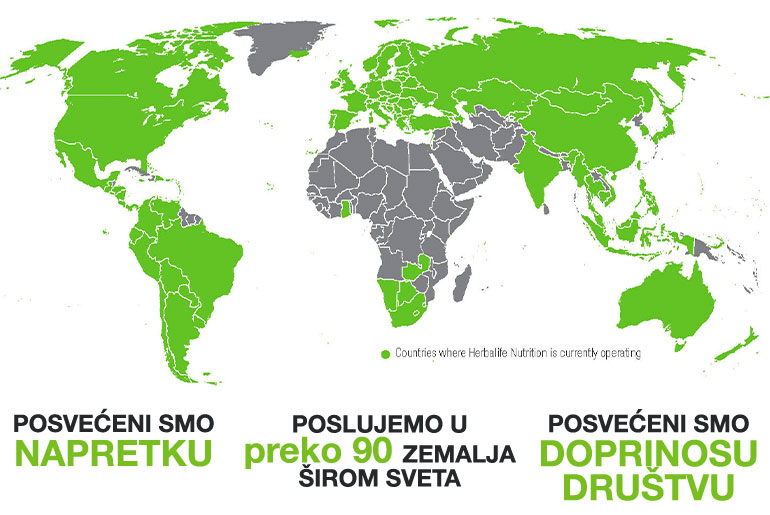 Herbalife Nutrition posluje u preko 90 zemalja širom sveta s preko 9000 zaposlenih u svetu