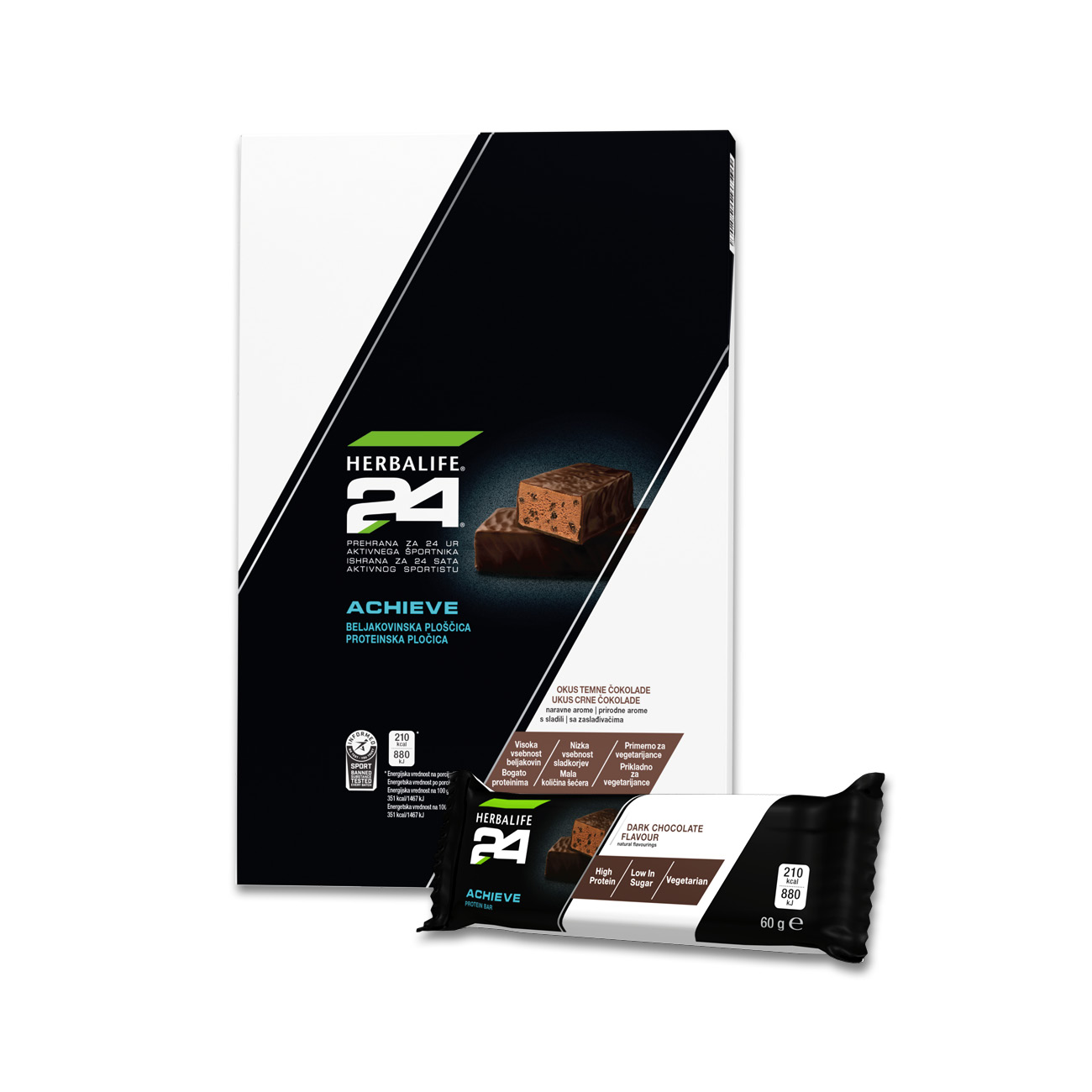 H24 Achieve Proteinska pločica ukus crne čokolade slika proizvoda