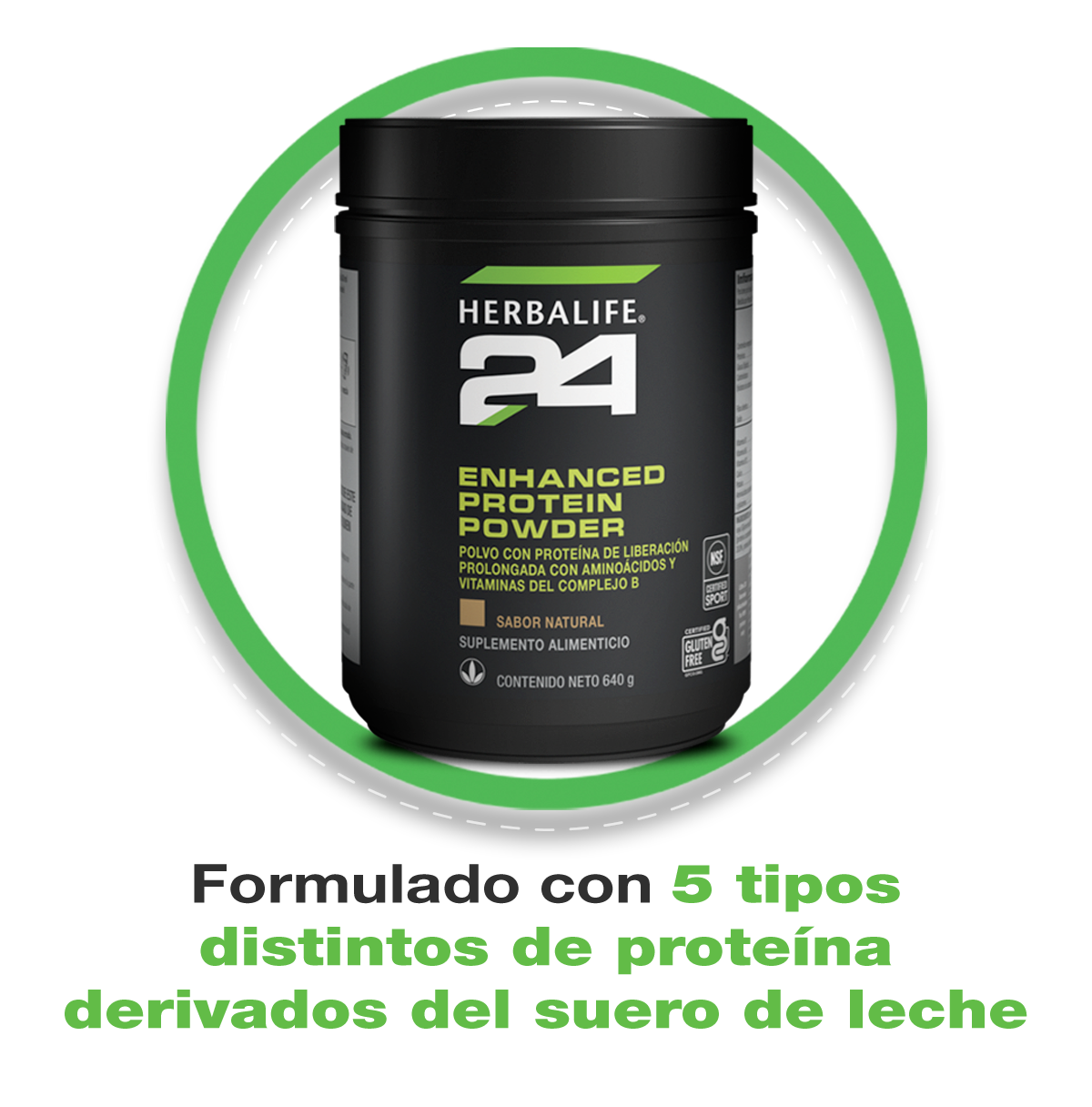 Canister y Caracteristicas Landing Page Enhaced Protein Powder Móvil