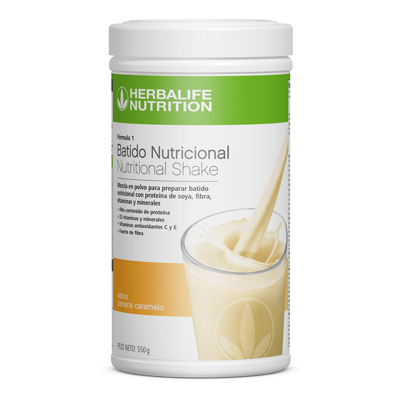 Mezcla proteina de soya, fibra, vitaminas y minerales Formula 1 Batido Nutricional Banana Caramelo 550g